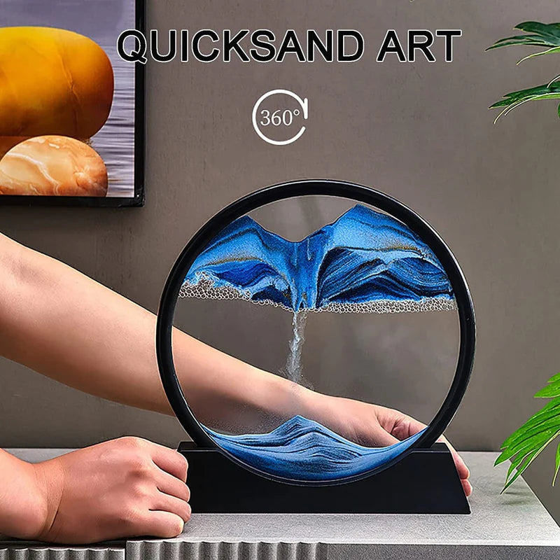 Liquid Glass 3D Sand Art Picture with Moving Sand Landscape for Office and Home Décor
