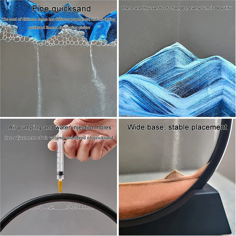 Liquid Glass 3D Sand Art Picture with Moving Sand Landscape for Office and Home Décor