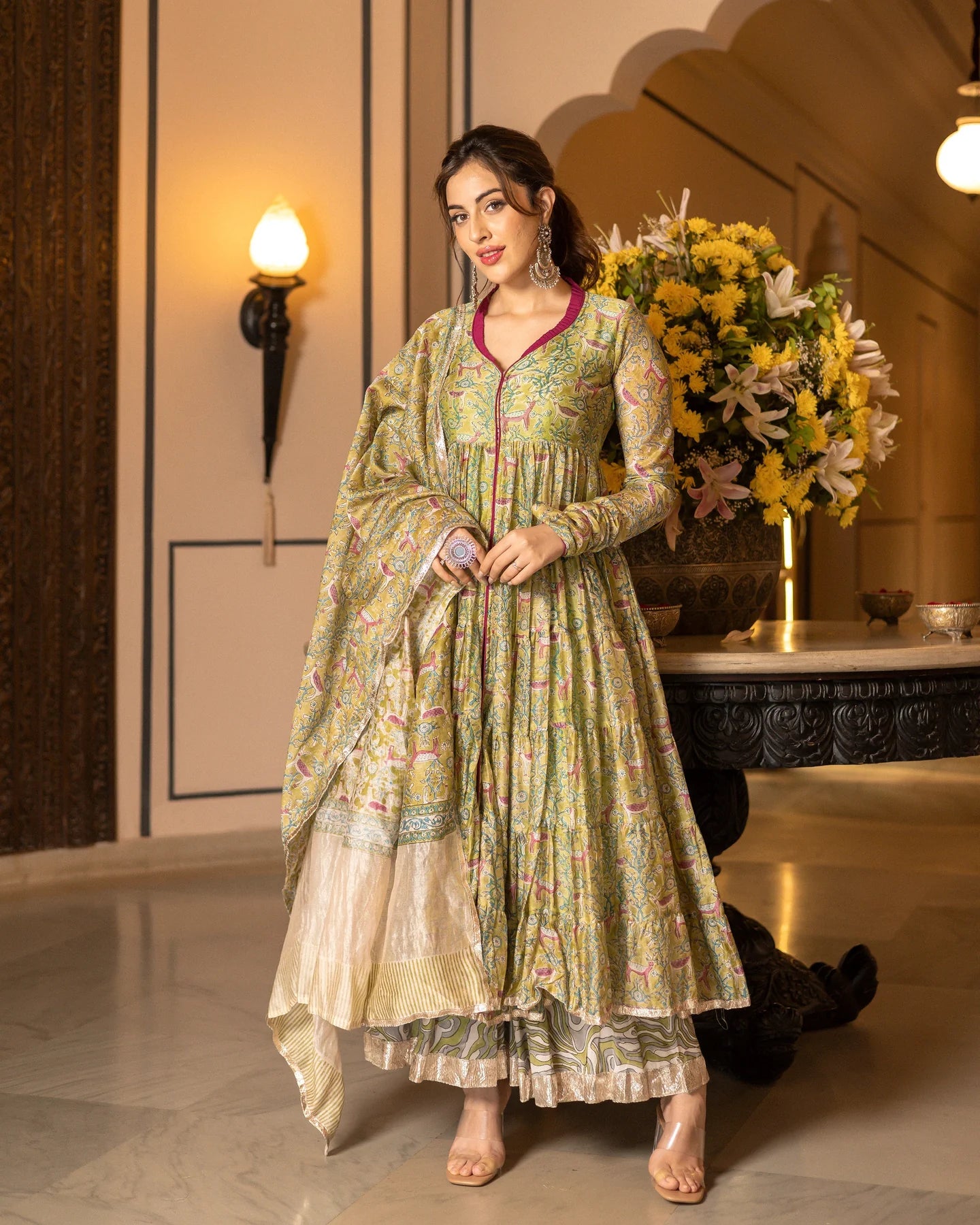 Women Samyukta Chanderi Gotapatti Sharara Set