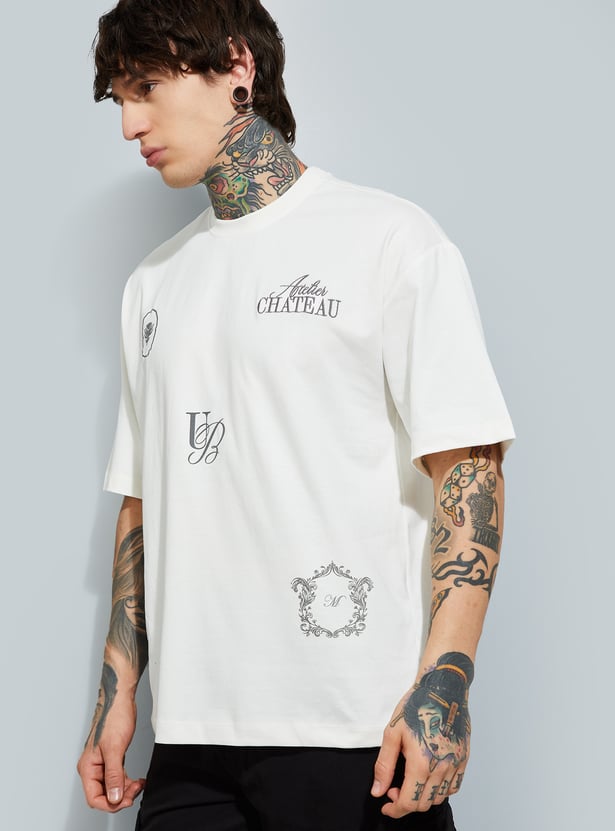 Men Placement Print Oversized T-shirt
