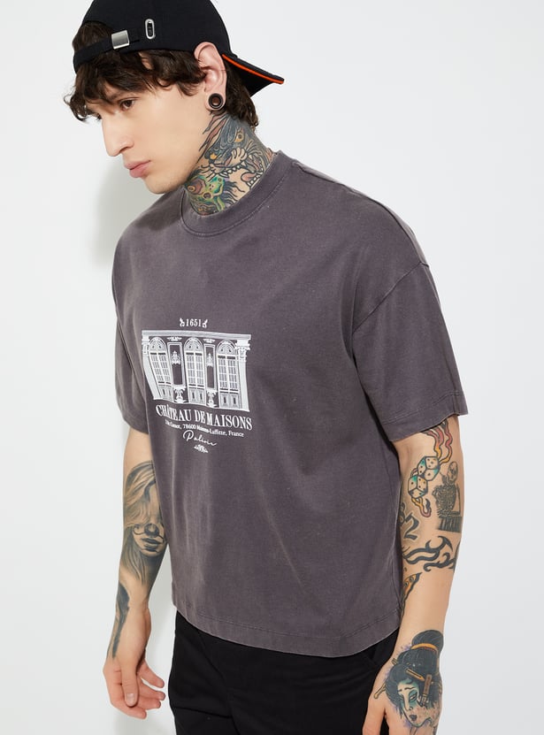 Men’s Printed Boxy Fit T-Shirt with Modern Graphic Prints