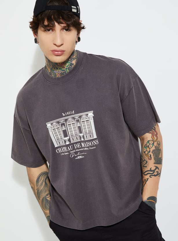Men’s Printed Boxy Fit T-Shirt with Modern Graphic Prints