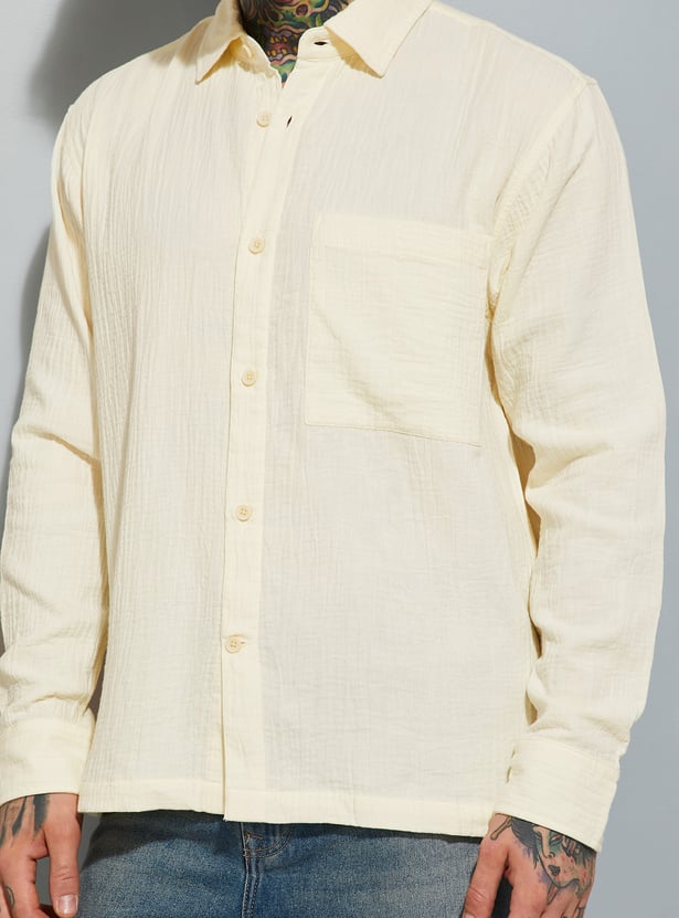 Premium Men’s Textured Relaxed Fit Shirt Perfect for Casual and Street Style Outfits