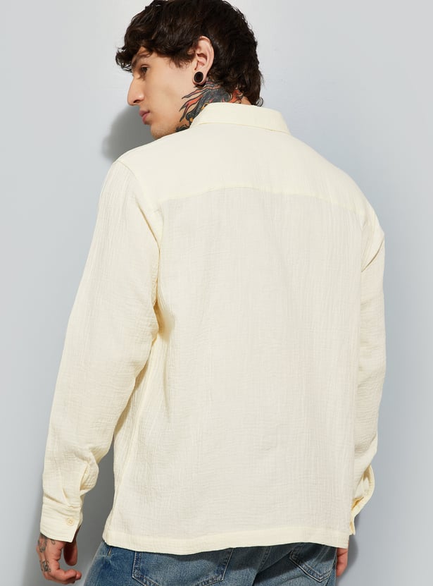 Premium Men’s Textured Relaxed Fit Shirt Perfect for Casual and Street Style Outfits