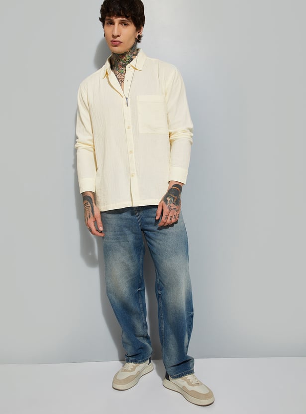 Premium Men’s Textured Relaxed Fit Shirt Perfect for Casual and Street Style Outfits