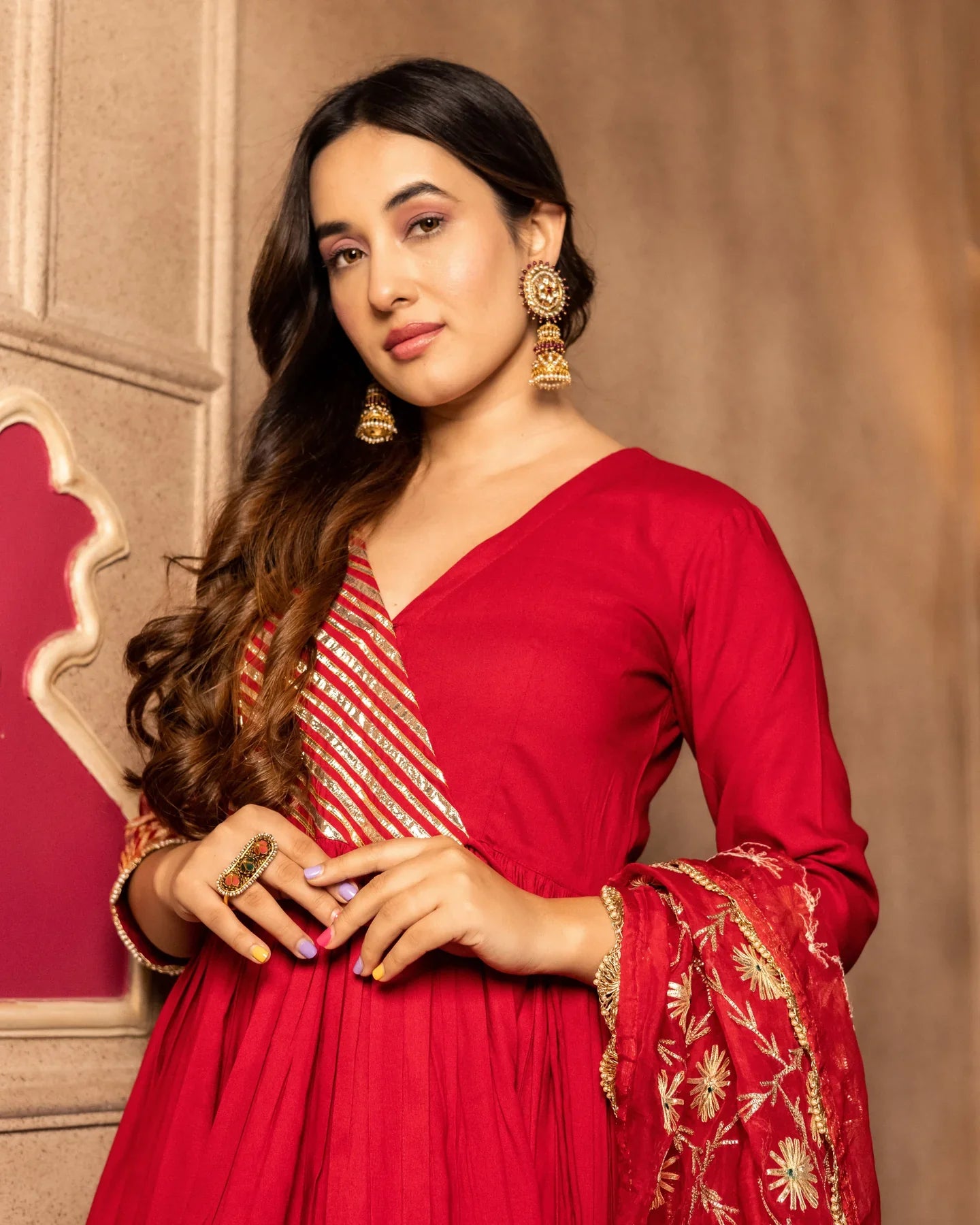 Women’s Anya Traditional Sharara Set with Intricate Gotapatti Detailing
