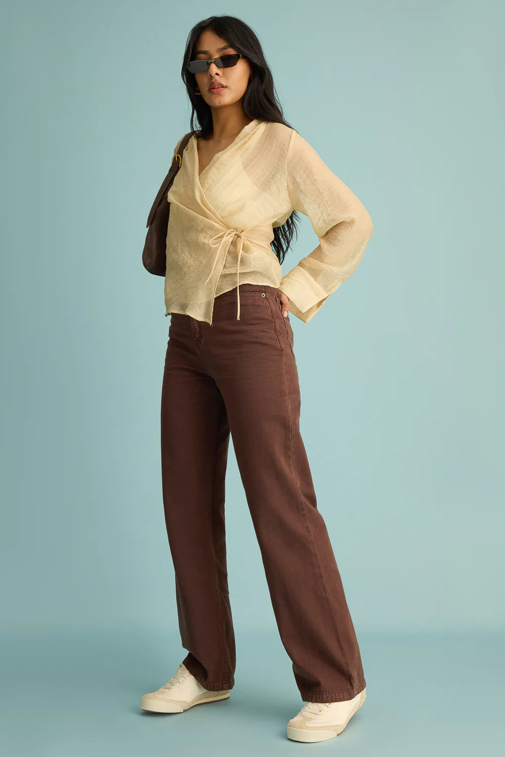 Women’s Rustic Brown Straight Jeans with Classic High-Rise Fit