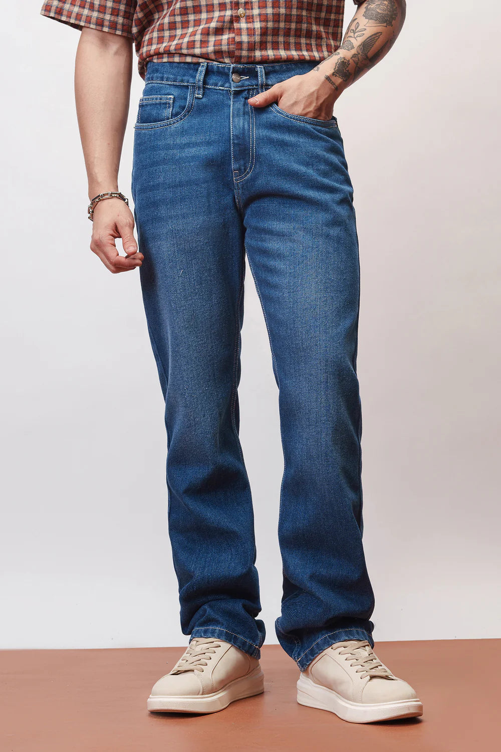 Lightweight Endless Blue Men’s Straight Jeans for Flexible, All-Day Comfort