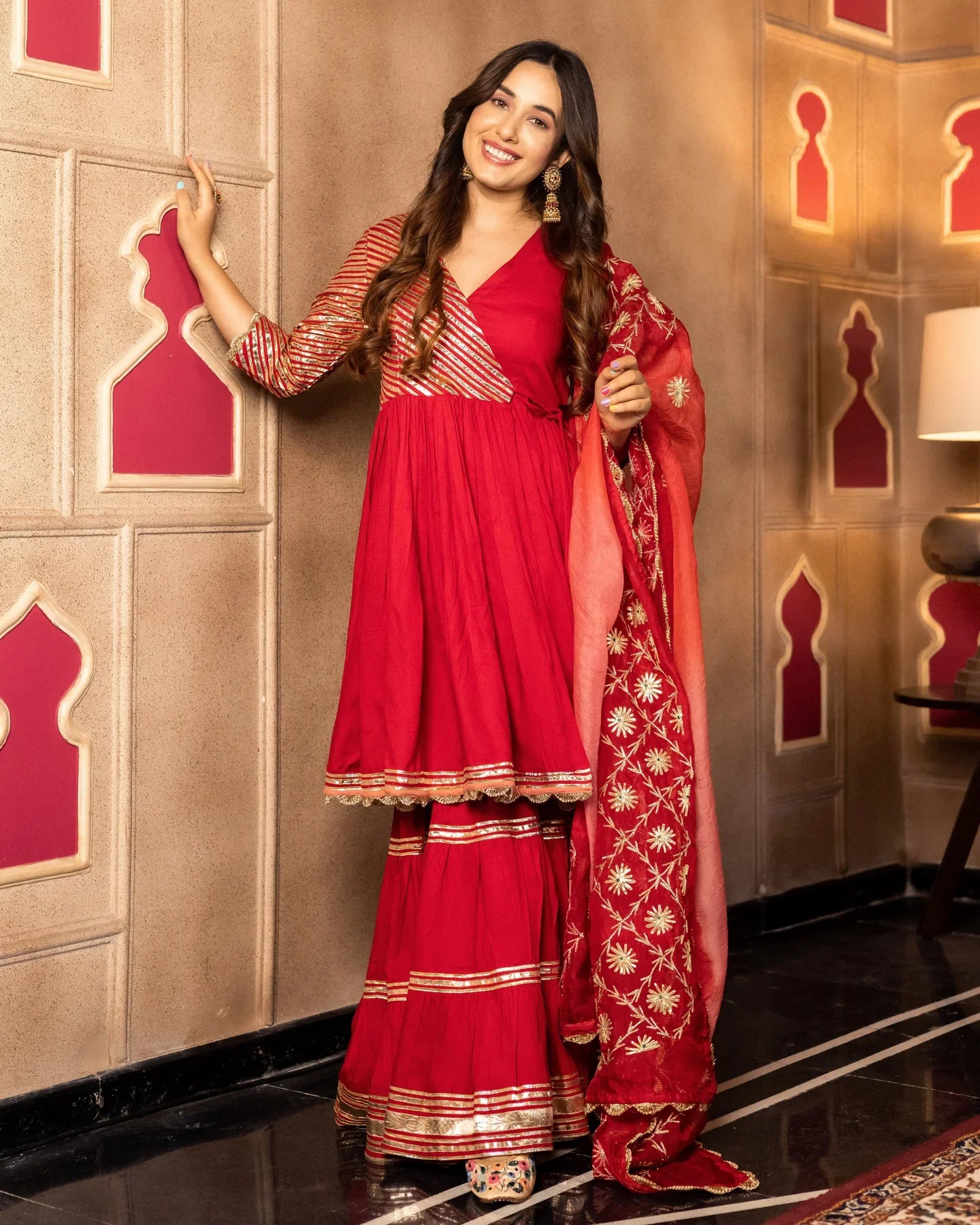 Women’s Anya Traditional Sharara Set with Intricate Gotapatti Detailing