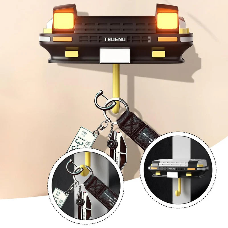 LED Car Bumper Key Holder with Blinkers and Headlights Wall Mount Decorative Retro Design for Office or Home