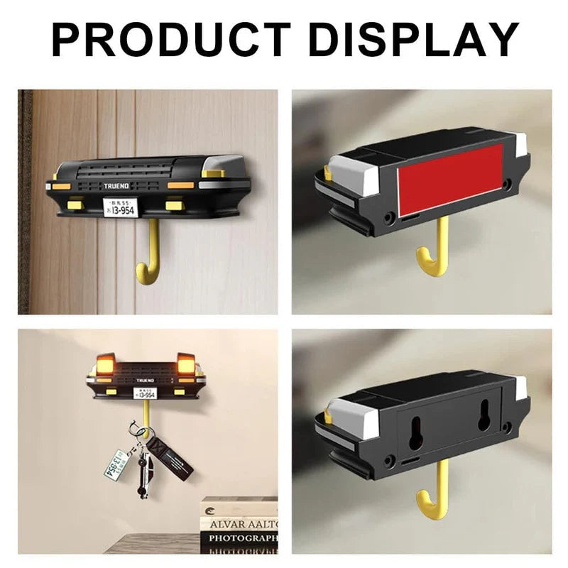 LED Car Bumper Key Holder with Blinkers and Headlights Wall Mount Decorative Retro Design for Office or Home