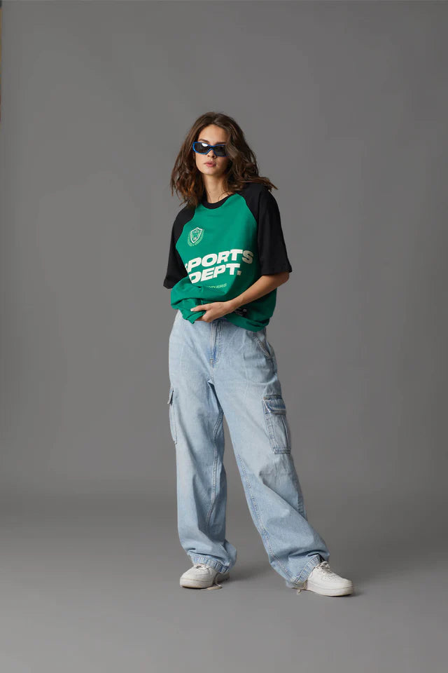 Sports Dept Oversized T-Shirt for Women with Trendy Graphic Print and Relaxed Fit