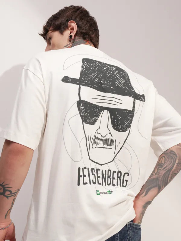 Off White Breaking Bad Printed Round Neck Oversized Fit T-Shirt