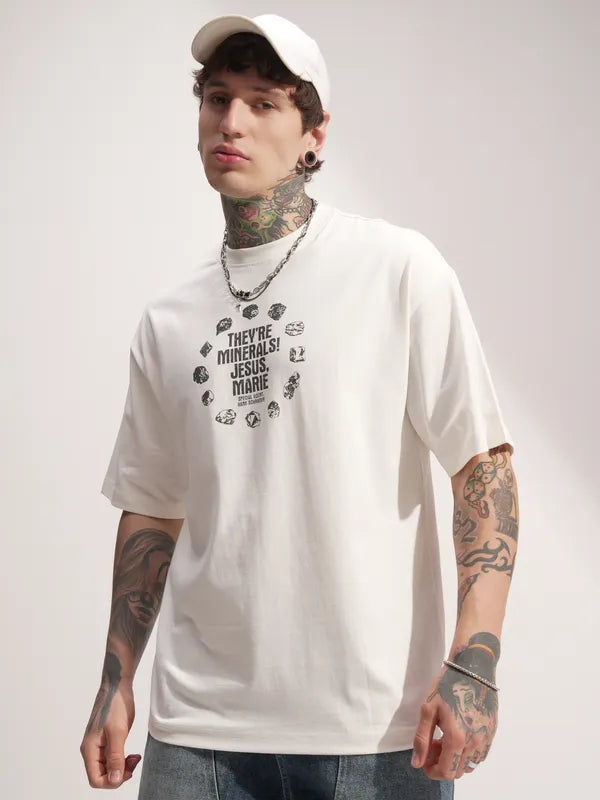 Off White Breaking Bad Printed Round Neck Oversized Fit T-Shirt