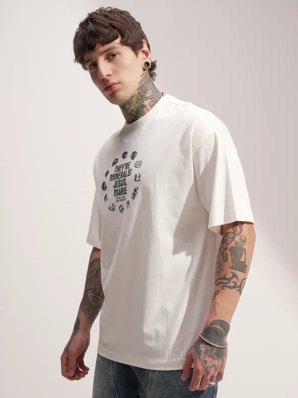 Off White Breaking Bad Printed Round Neck Oversized Fit T-Shirt