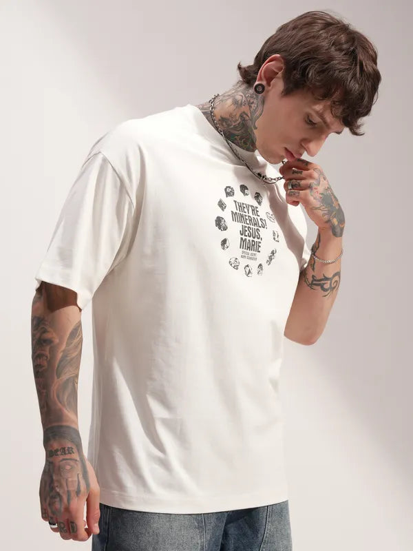 Off White Breaking Bad Printed Round Neck Oversized Fit T-Shirt