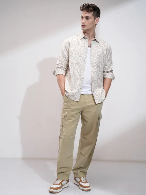 Men Khaki Straight Fit Stretchable Jeans