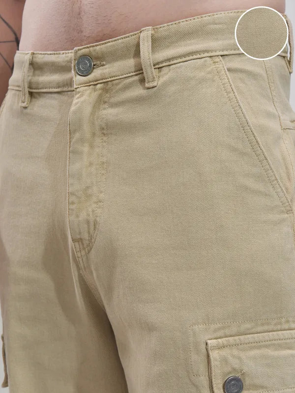 Men Khaki Straight Fit Stretchable Jeans