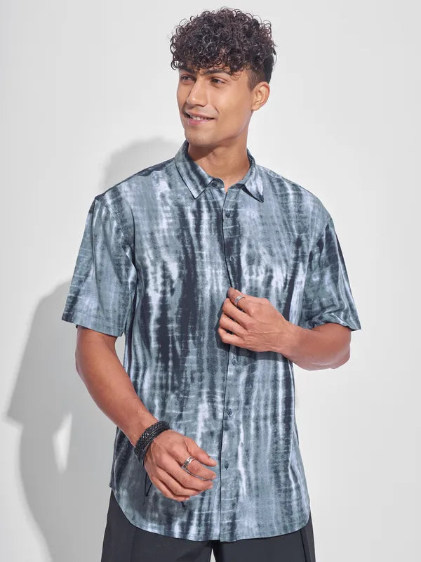 Premium Men’s Grey Printed Oversized Fit Casual Shirt Perfect for Casual