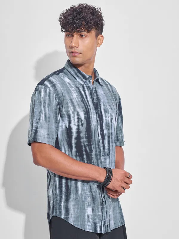 Premium Men’s Grey Printed Oversized Fit Casual Shirt Perfect for Casual
