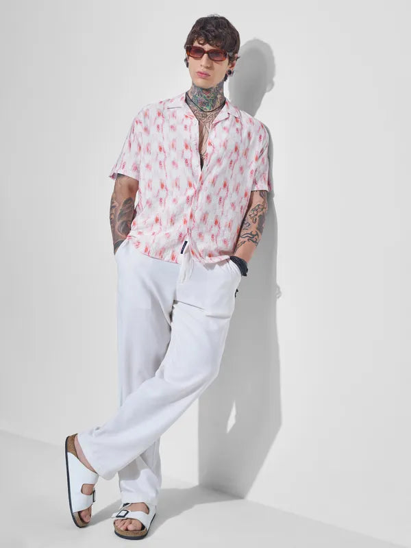 Comfortable Men’s Off White Printed Relaxed Fit Casual Shirt Ideal for Daily Wear and Office Casuals