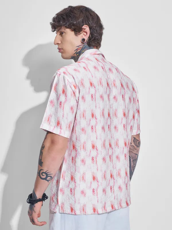 Comfortable Men’s Off White Printed Relaxed Fit Casual Shirt Ideal for Daily Wear and Office Casuals