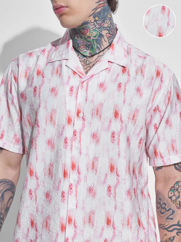 Comfortable Men’s Off White Printed Relaxed Fit Casual Shirt Ideal for Daily Wear and Office Casuals