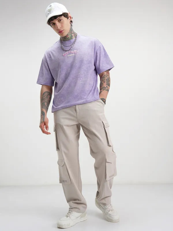Purple Rick And Morty Printed Round Neck Oversized Fit T-Shirt