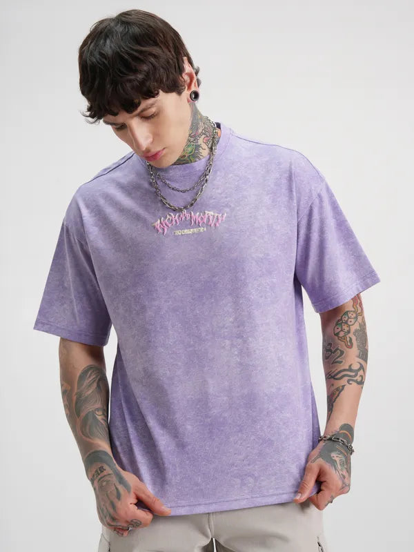 Purple Rick And Morty Printed Round Neck Oversized Fit T-Shirt