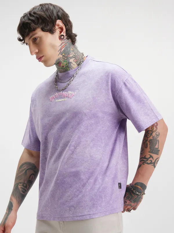 Purple Rick And Morty Printed Round Neck Oversized Fit T-Shirt