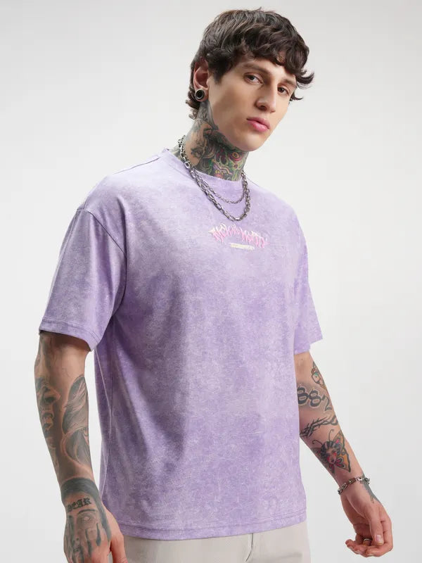 Purple Rick And Morty Printed Round Neck Oversized Fit T-Shirt