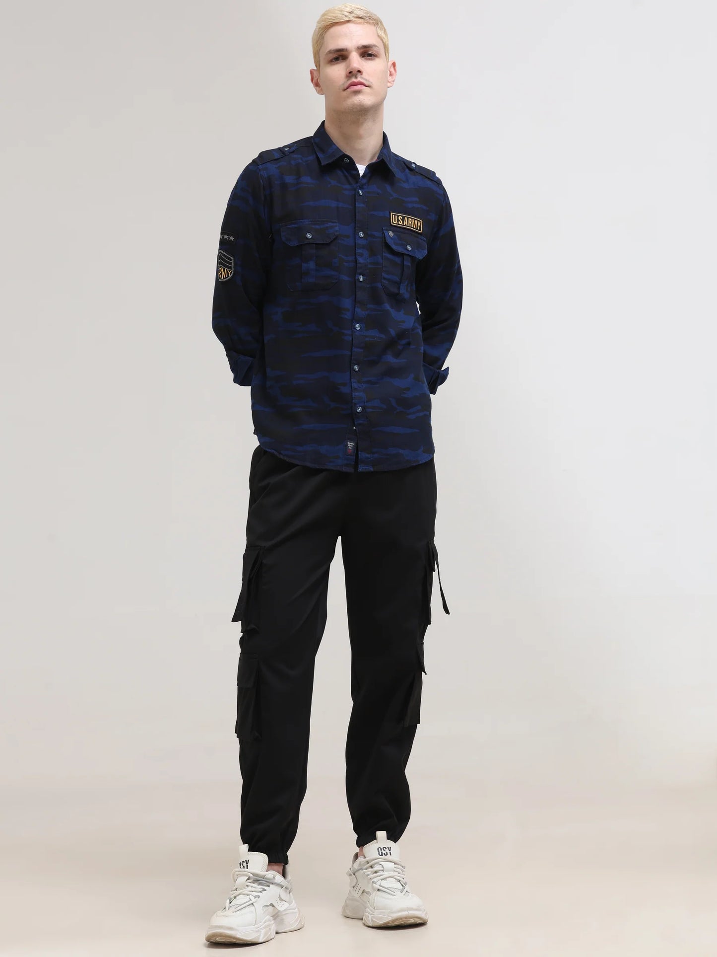 Trendy Navy Camouflage Men’s Shirt for Casual and Everyday Wear