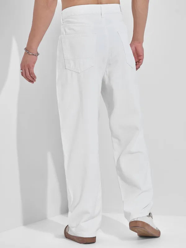 Men’s White Straight Fit Jeans with Sleek Design, Durable Denim, and Everyday Style Appeal