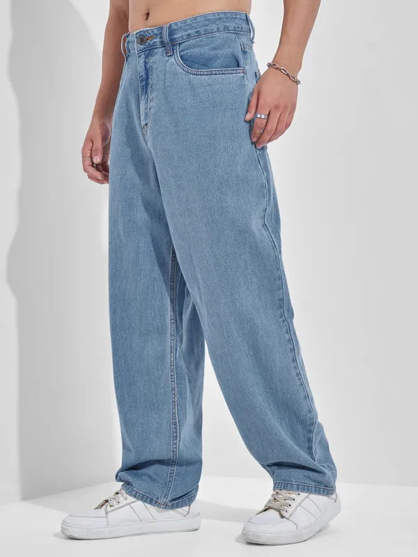 Comfortable Men’s Light Blue Relaxed Fit Jeans Perfect for Daily Wear and Urban Style