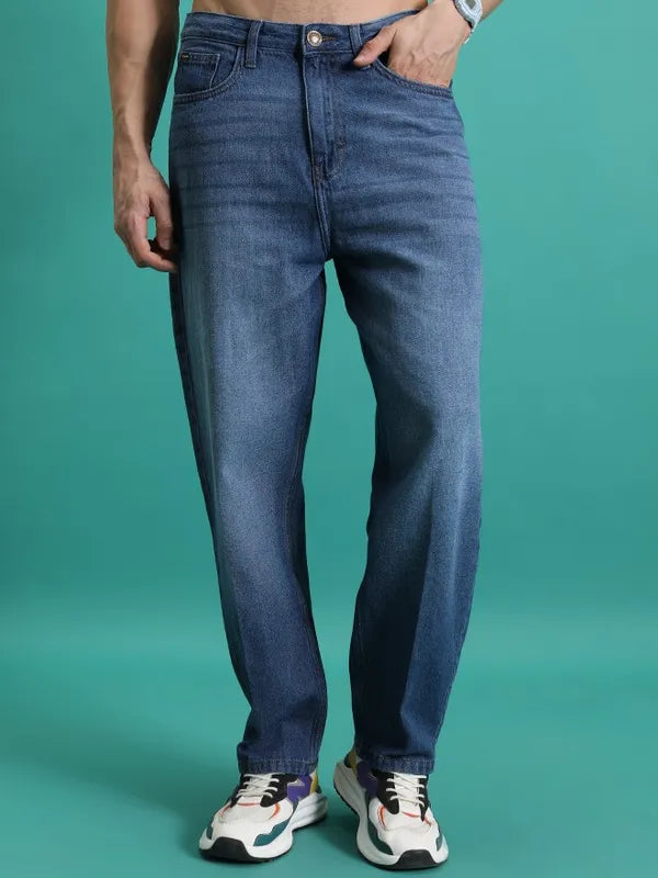 Men’s Blue Relaxed Fit Jeans with Sleek Design, Durable Denim, and Everyday Style Appeal