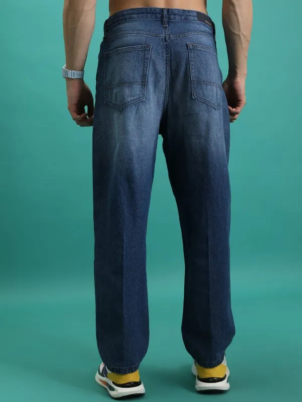 Men’s Blue Relaxed Fit Jeans with Sleek Design, Durable Denim, and Everyday Style Appeal