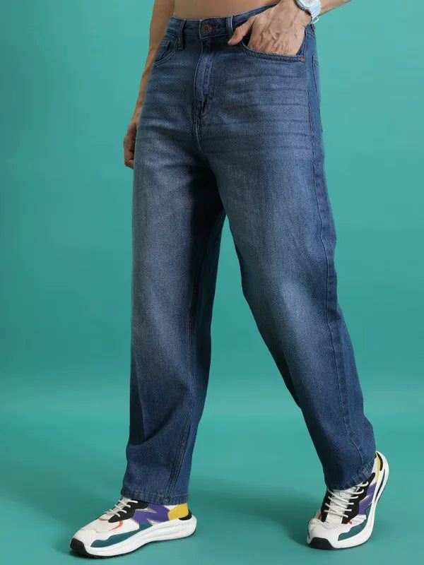 Men’s Blue Relaxed Fit Jeans with Sleek Design, Durable Denim, and Everyday Style Appeal
