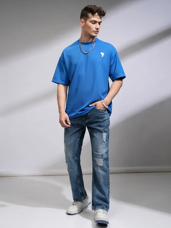 Men’s Light Blue Bootcut Highly Distressed Stretchable Jeans