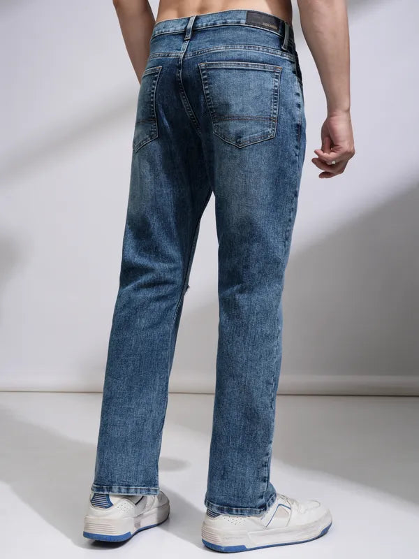 Men’s Light Blue Bootcut Highly Distressed Stretchable Jeans