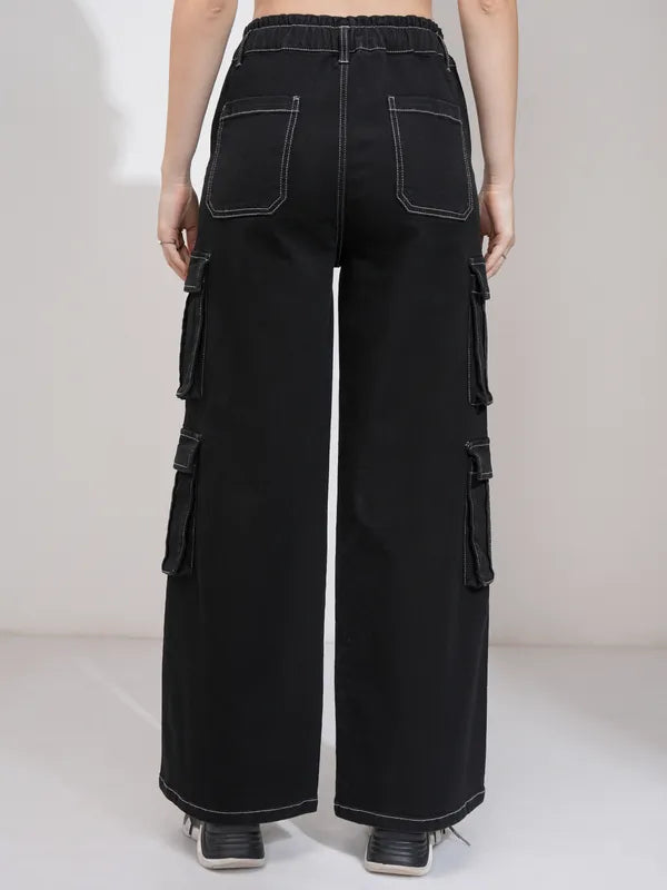 Women Black Straight Fit Stretchable Jeans