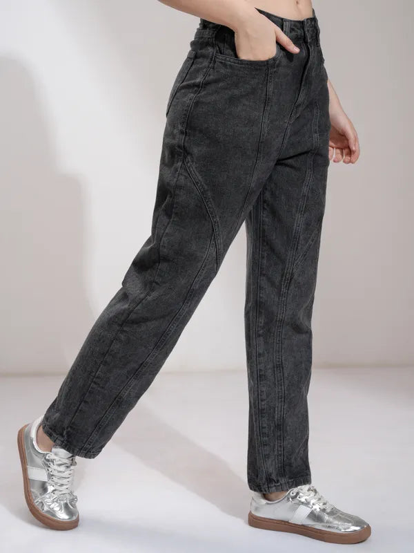 Trendy Women’s Grey Stretchable Straight Jeans