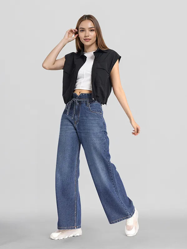 Women Blue Flared Stretchable Jeans