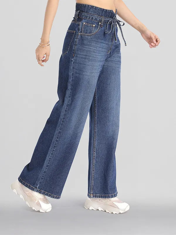 Women Blue Flared Stretchable Jeans