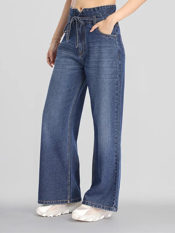 Women Blue Flared Stretchable Jeans
