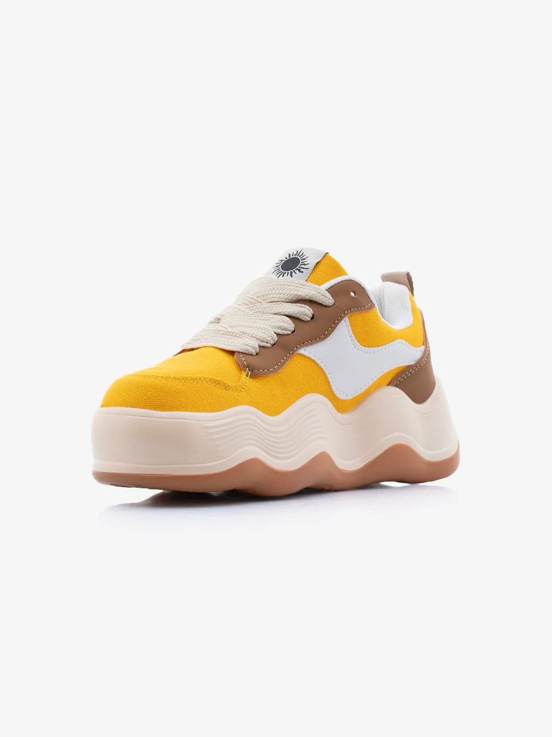 Trendy XeoRyay Ventura Women's Yellow Chunky High Heel Sneakers for Stylish Everyday Wear