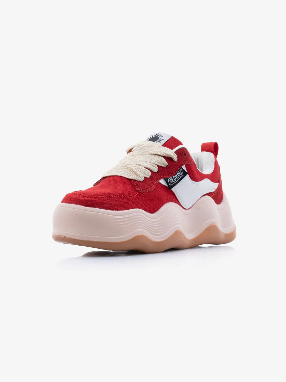 Women's Blood Red Chunky High Heel Sneakers