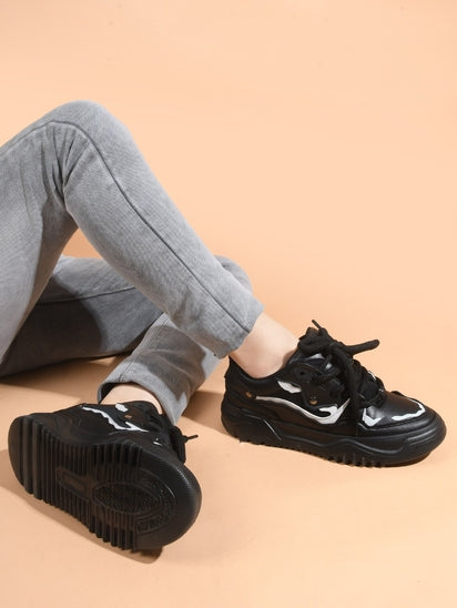 Premium Funky Dunks Black Sneakers for Men with Durable Sole and Everyday Appeal