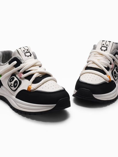 Women’s Panda Walkers Black Sneakers with Comfortable Cushioned Sole