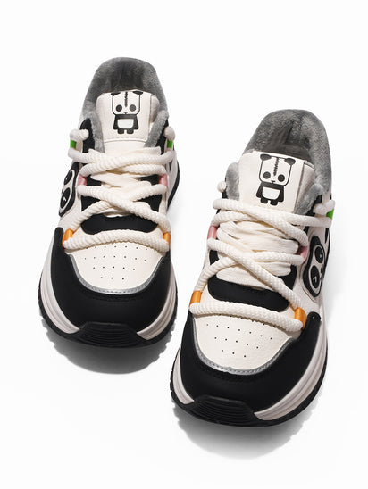 Women’s Panda Walkers Black Sneakers with Comfortable Cushioned Sole