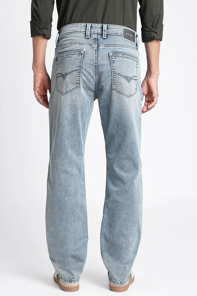 Premium Mid Blue Relax Fit Jeans for Men with Durable Denim and Comfortable Fit